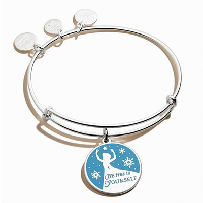 DISNEY<sup>&reg;</sup> Frozen Bangle- This Disney bracelet features a silhouette of Elsa from the Disney film Frozen. It says "Be true to Yourself" over a blue background. Wear a reminder to the love which makes you unique.